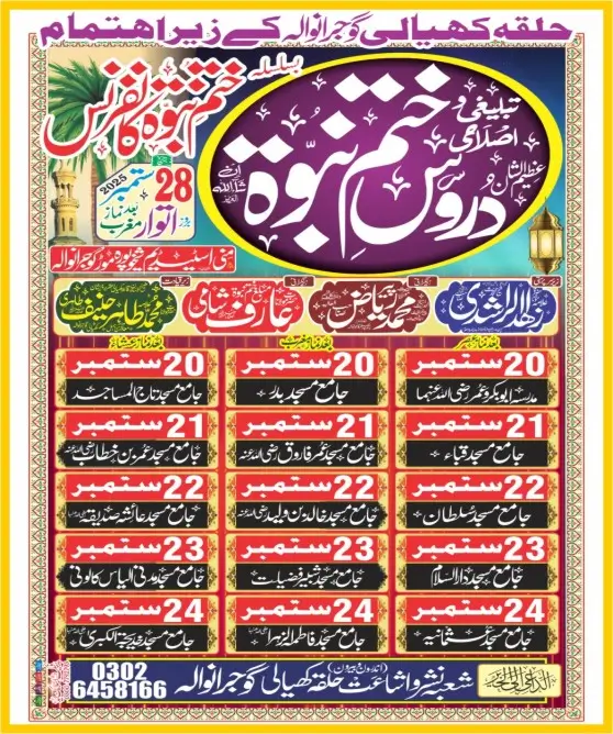 ختم نبوت دروس گوجرانوالہ